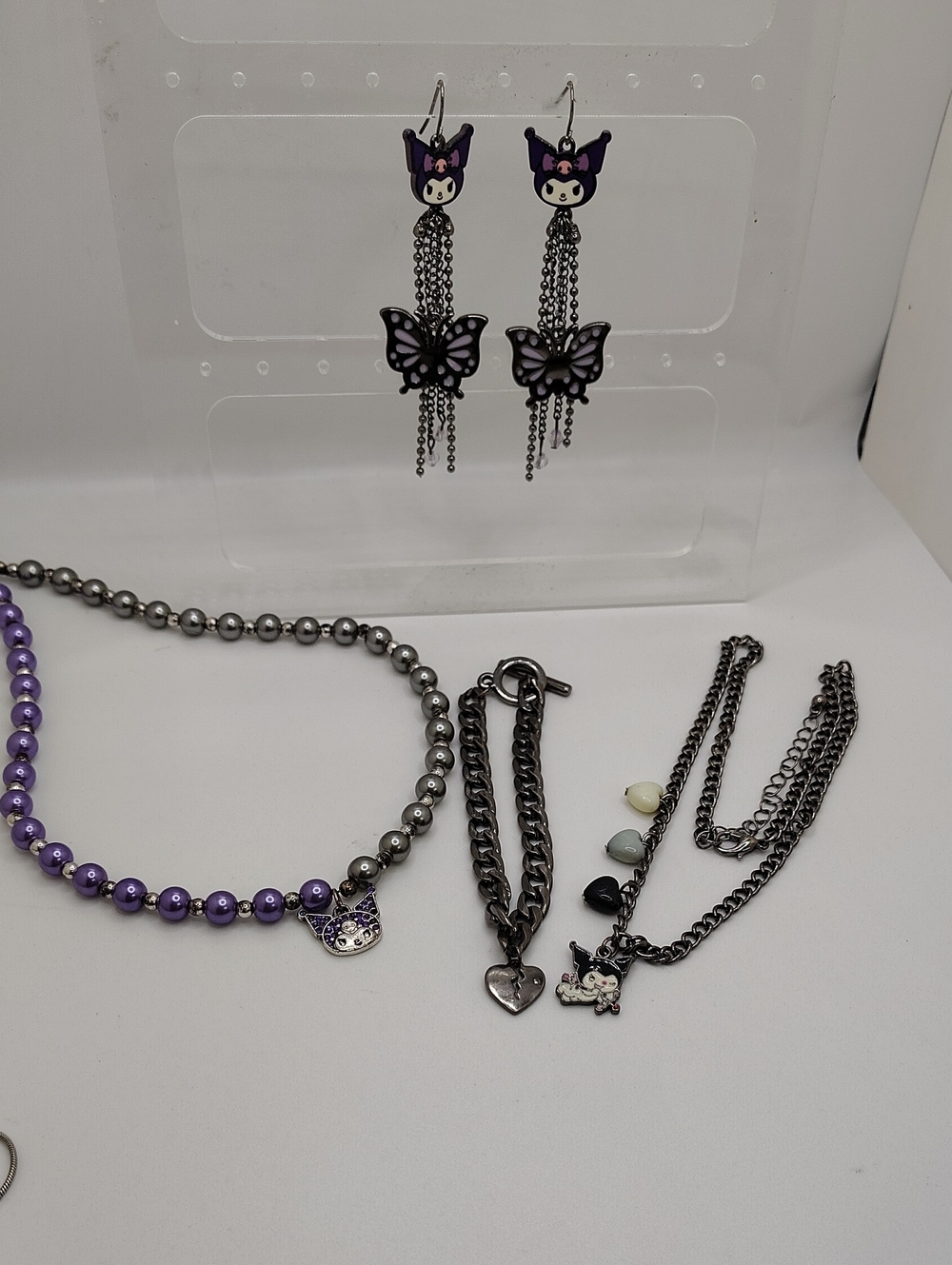 Sanrio Kuromi Purple Butterfly Drop Earrings Set
